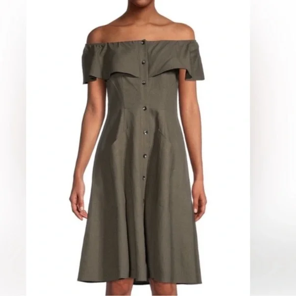 saks off fifth green dress XXS Saks Fifth Avenue 1950s Green and Gold Floral Dress – Style & Salvage main image 0